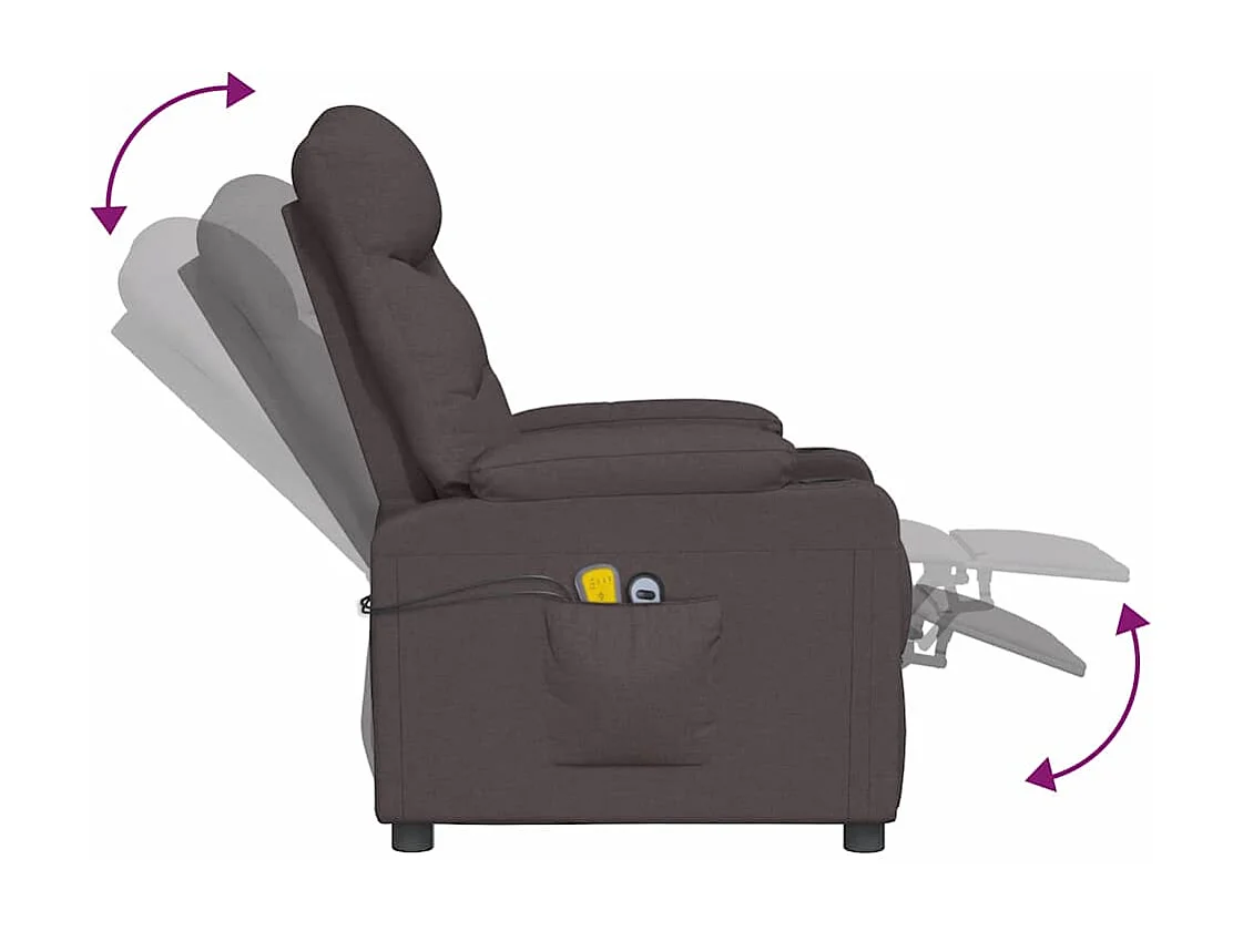 Silla de masaje elevable de tela marrón oscuro