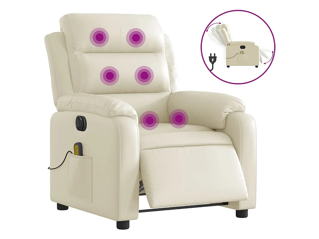Massagesessel Elektrisch Creme Kunstleder