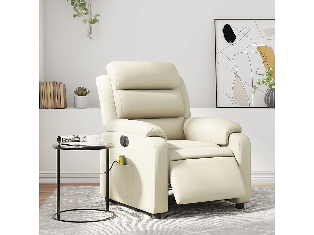 Massagesessel Elektrisch Creme Kunstleder