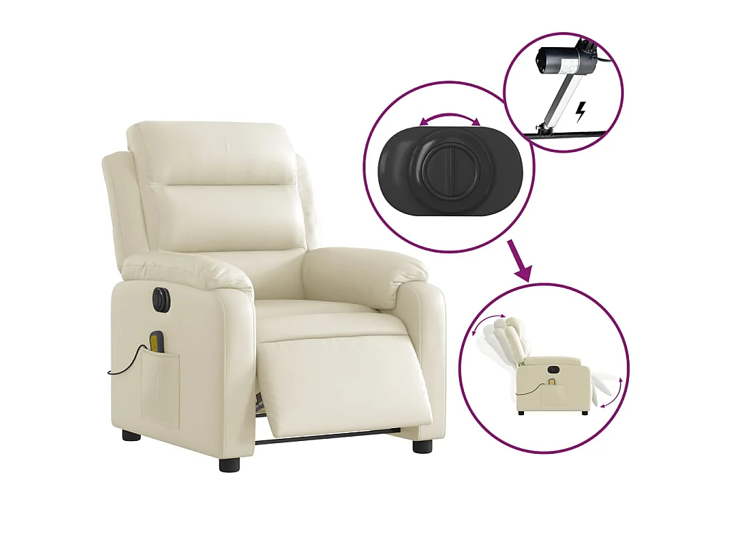 Massagesessel Elektrisch Creme Kunstleder