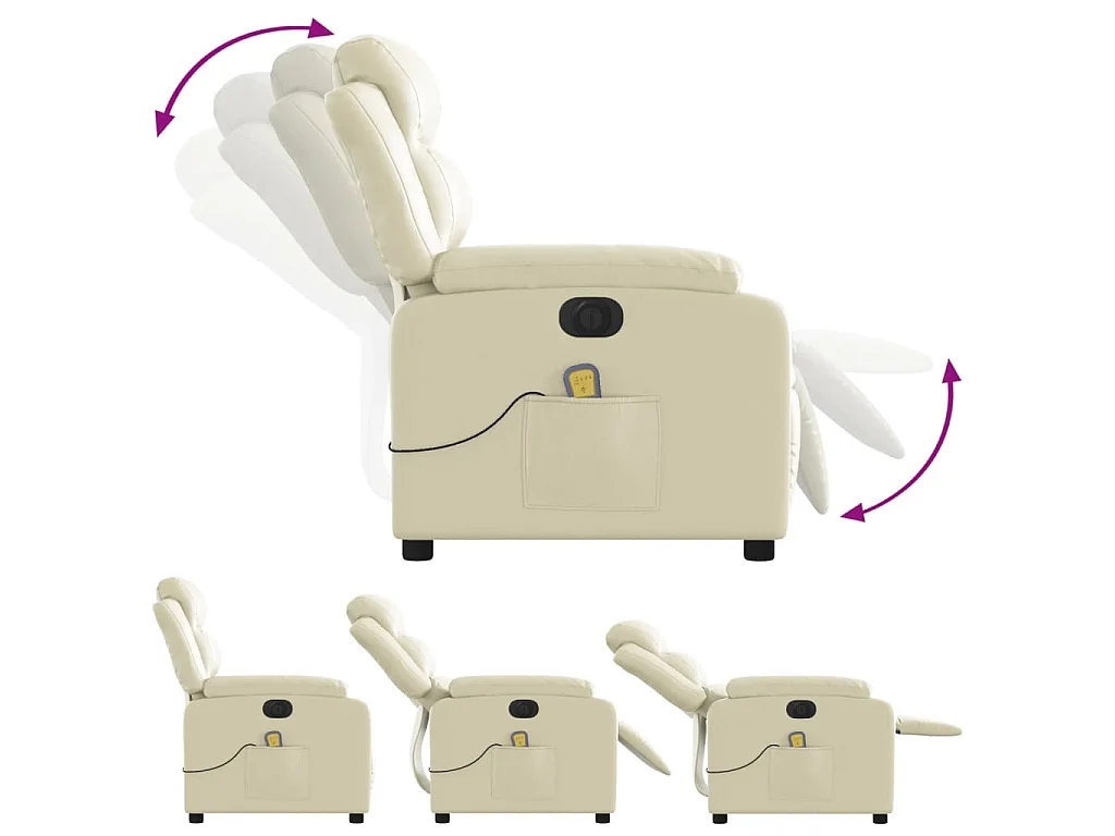 Massagesessel Elektrisch Creme Kunstleder