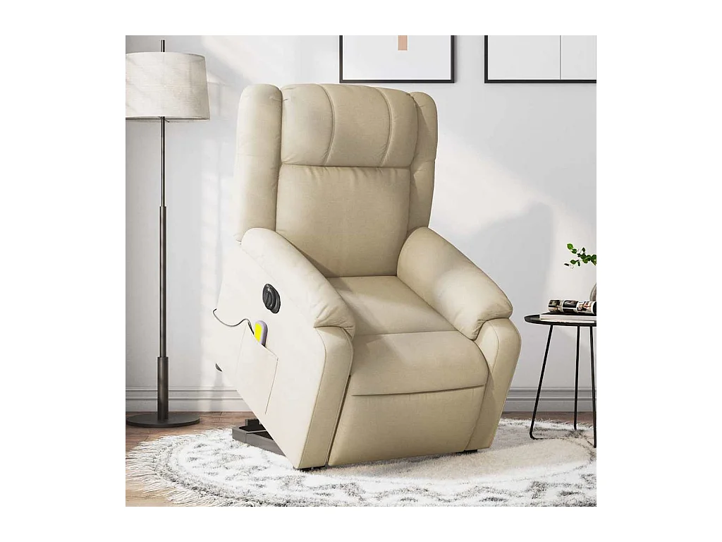 Fauteuil inclinable de massage électrique Crème Tissu