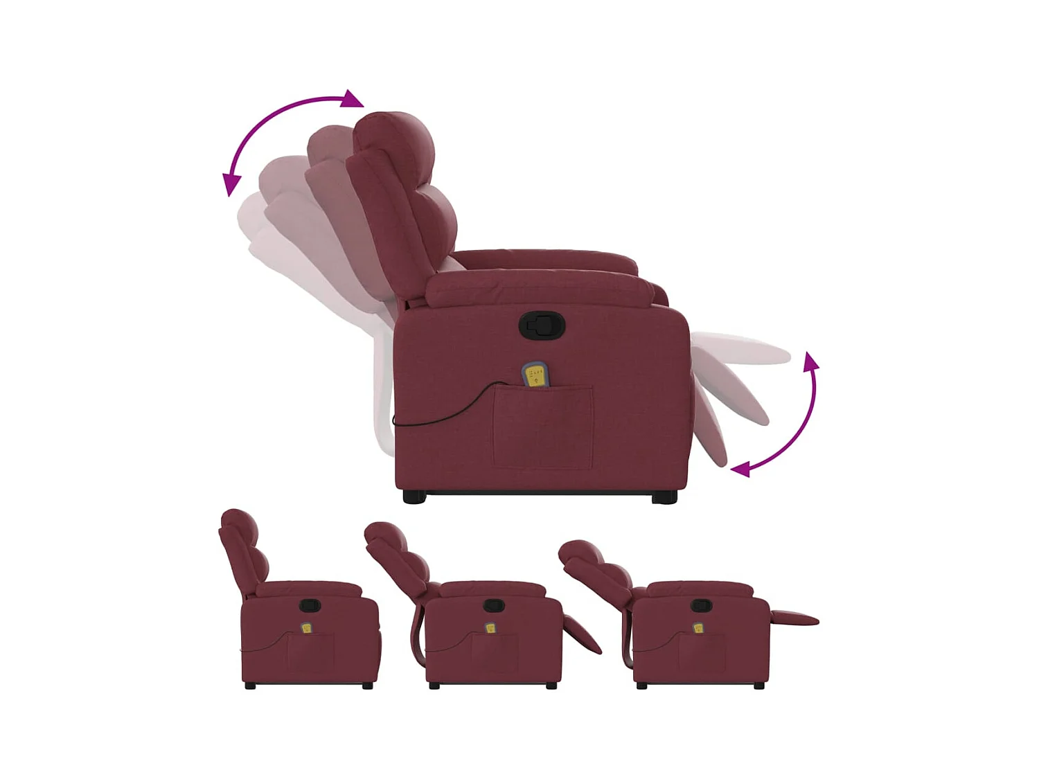 Fauteuil inclinable de massage Rouge bordeaux Tissu