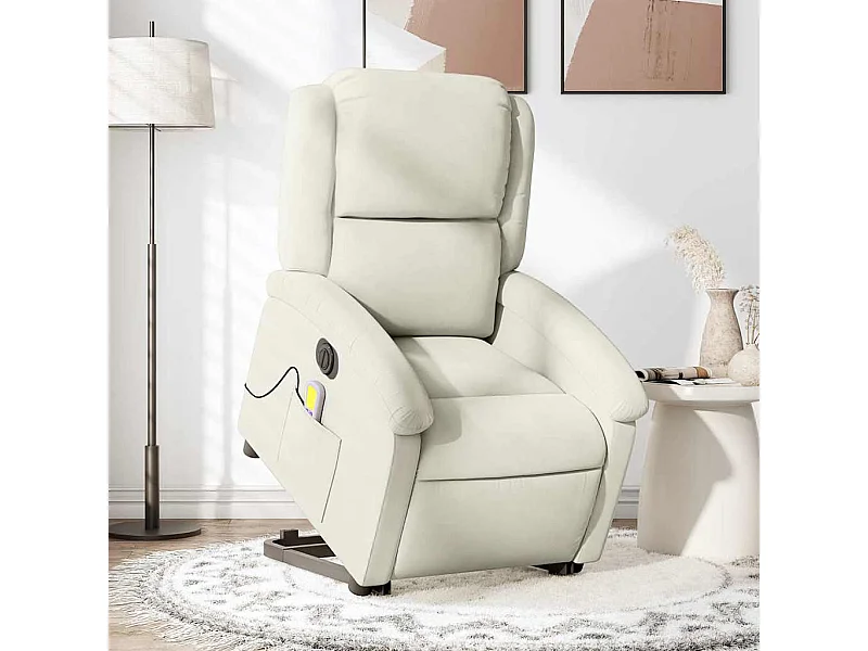 Fauteuil inclinable de massage électrique crème velours
