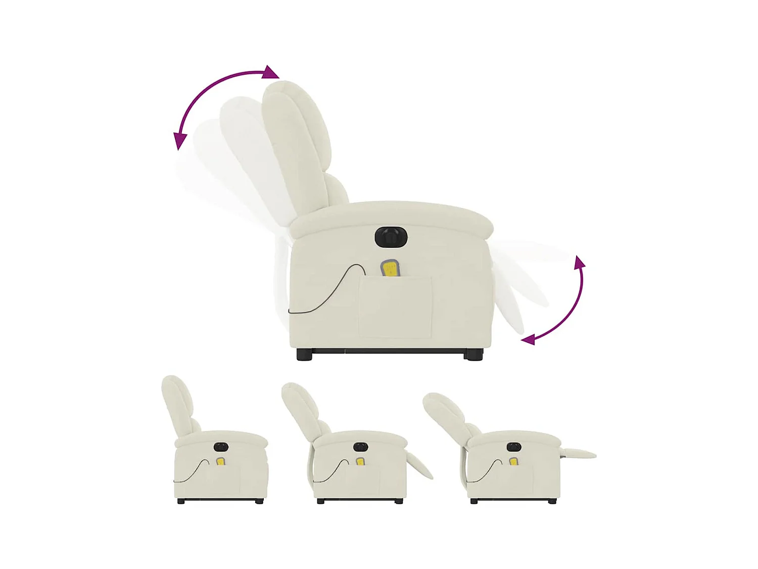 Fauteuil inclinable de massage électrique crème velours