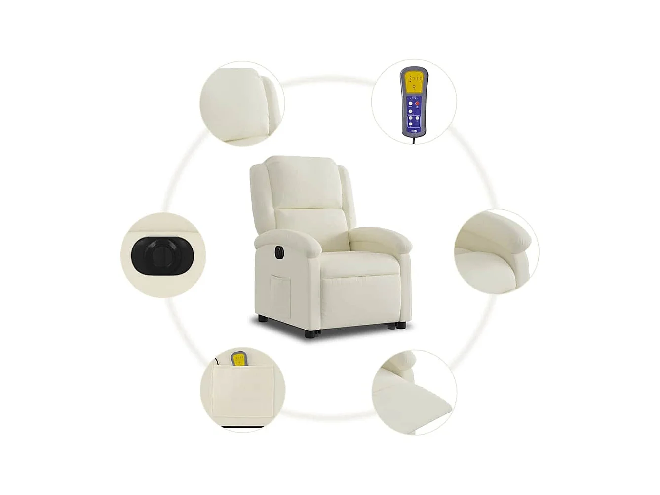 Fauteuil inclinable de massage électrique crème velours