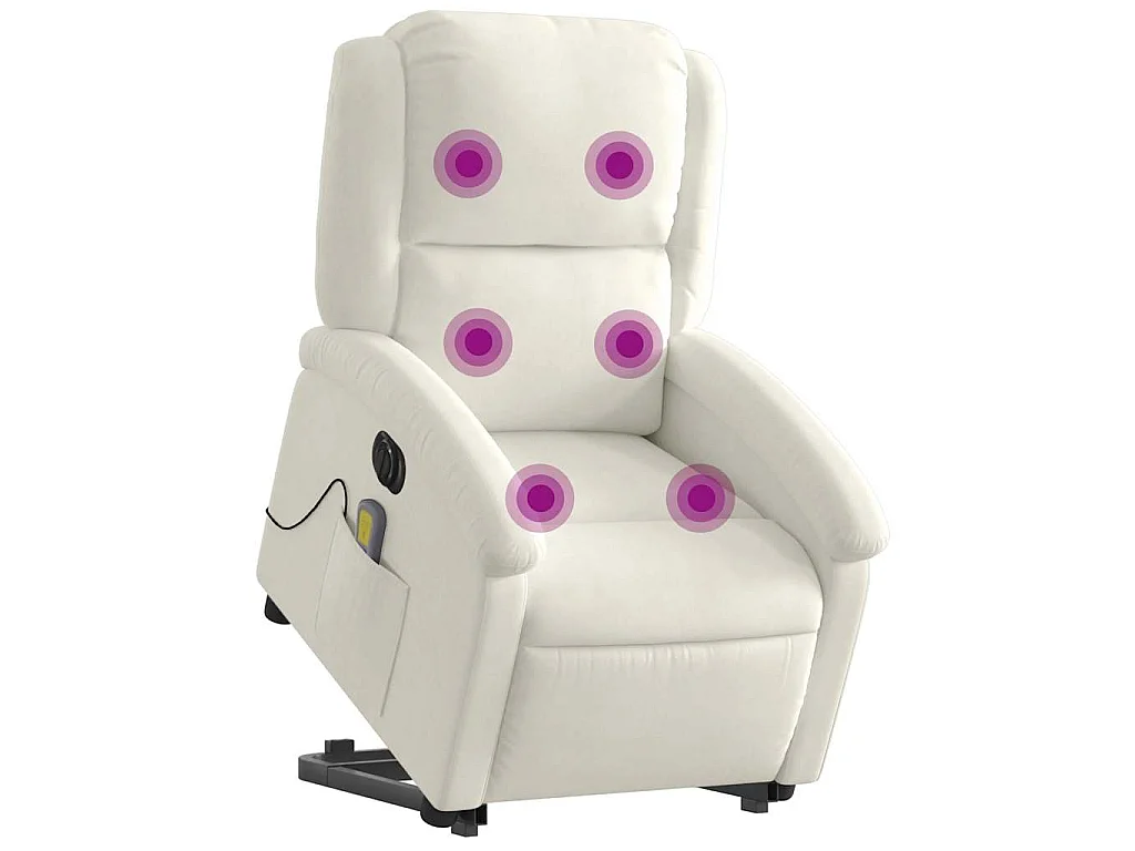Fauteuil inclinable de massage électrique crème velours