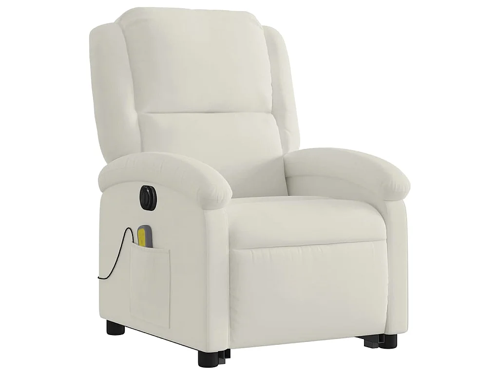 Fauteuil inclinable de massage électrique crème velours