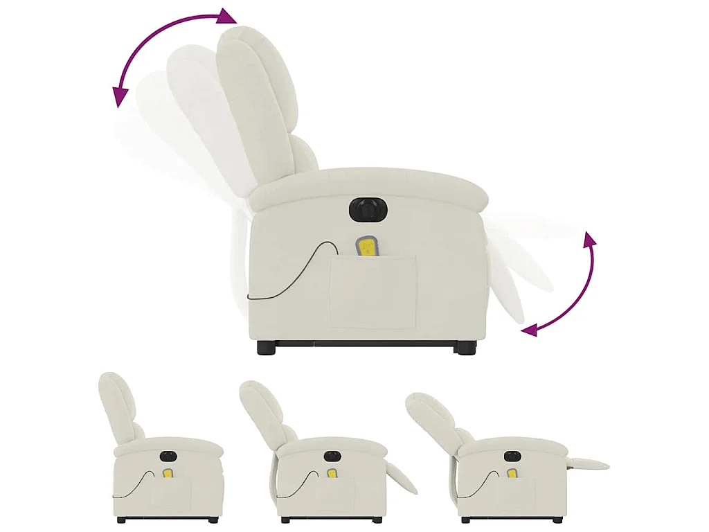 Fauteuil inclinable de massage électrique crème velours