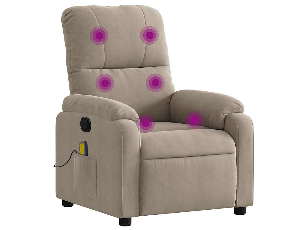 Fauteuil inclinable de massage taupe tissu microfibre