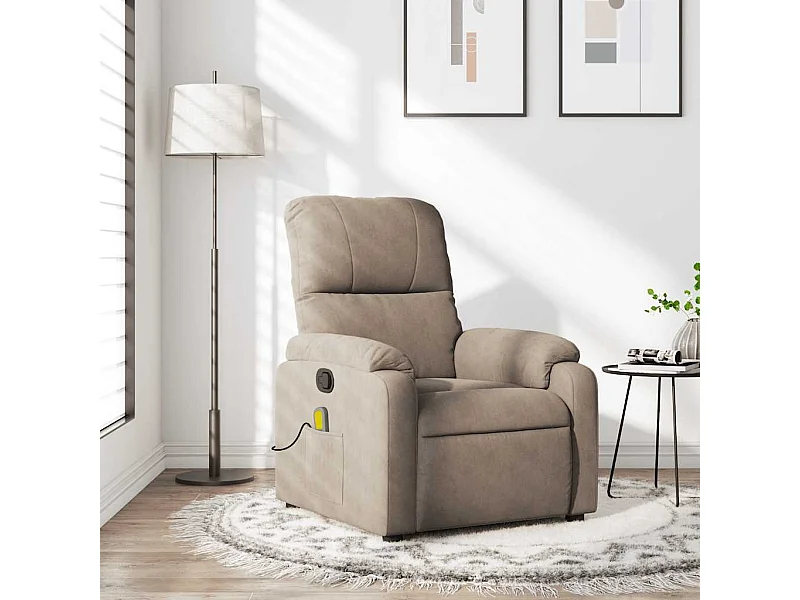 Fauteuil inclinable de massage taupe tissu microfibre