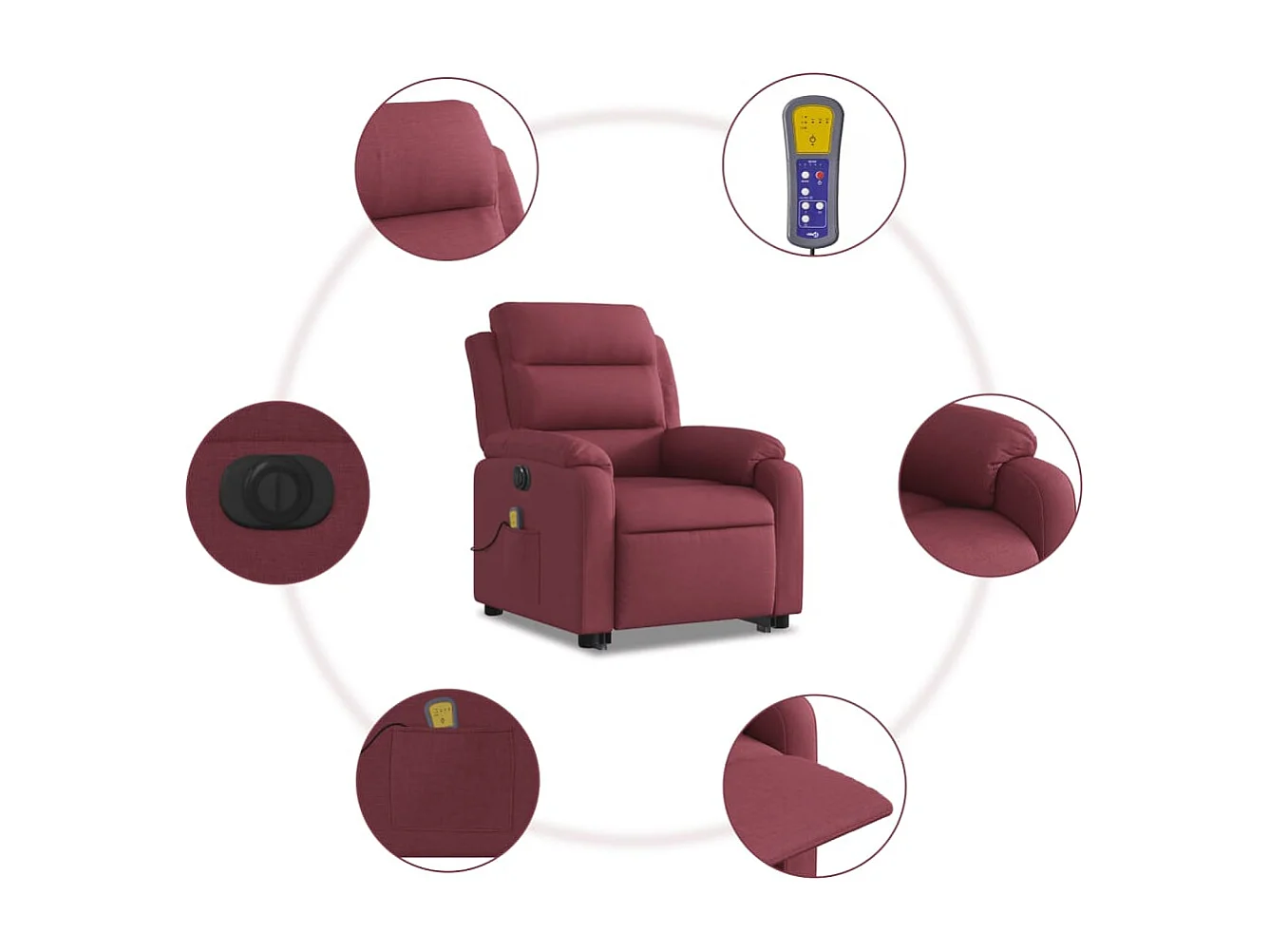 Fauteuil inclinable de massage électrique Rouge bordeaux Tissu