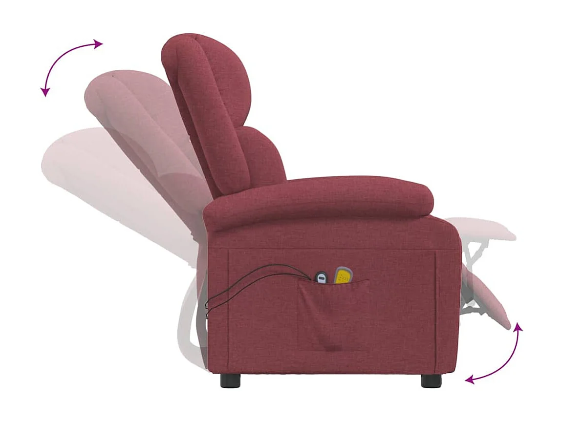 Poltrona de massagens elétrica reclinável tecido vermelho tinto