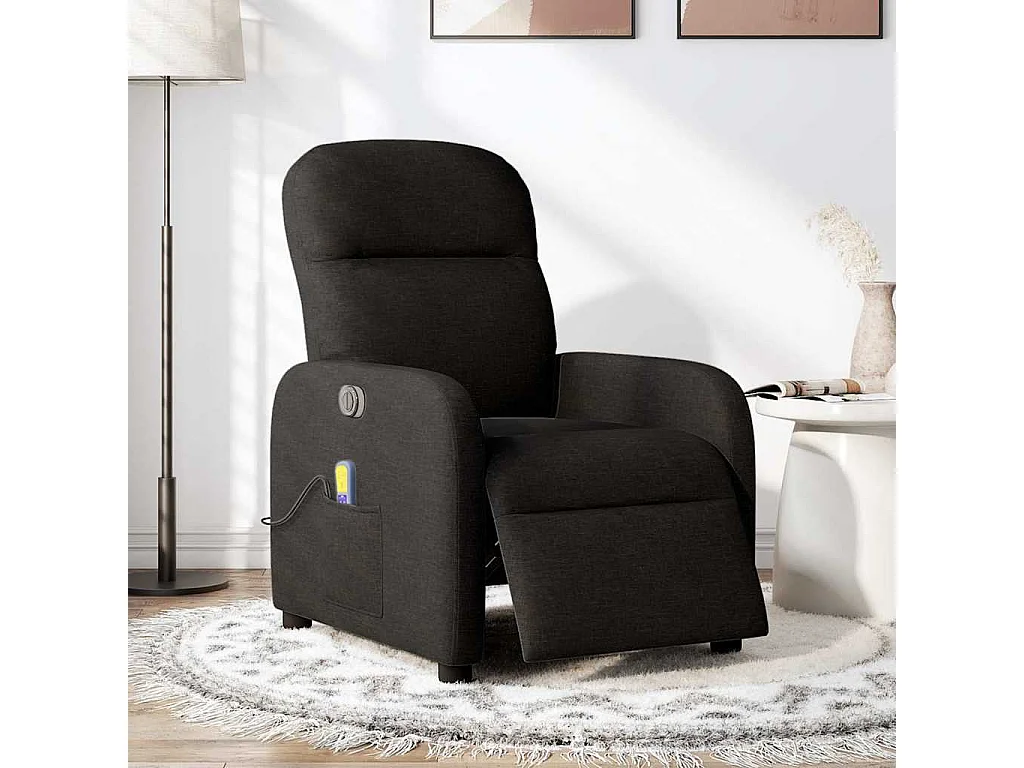 Fauteuil de massage inclinable électrique Noir Tissu