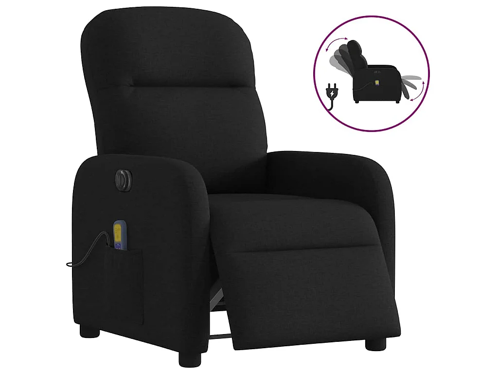 Fauteuil de massage inclinable électrique Noir Tissu