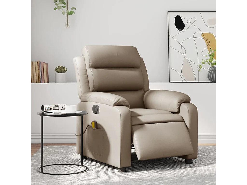 Fauteuil de massage inclinable électrique cappuccino similicuir