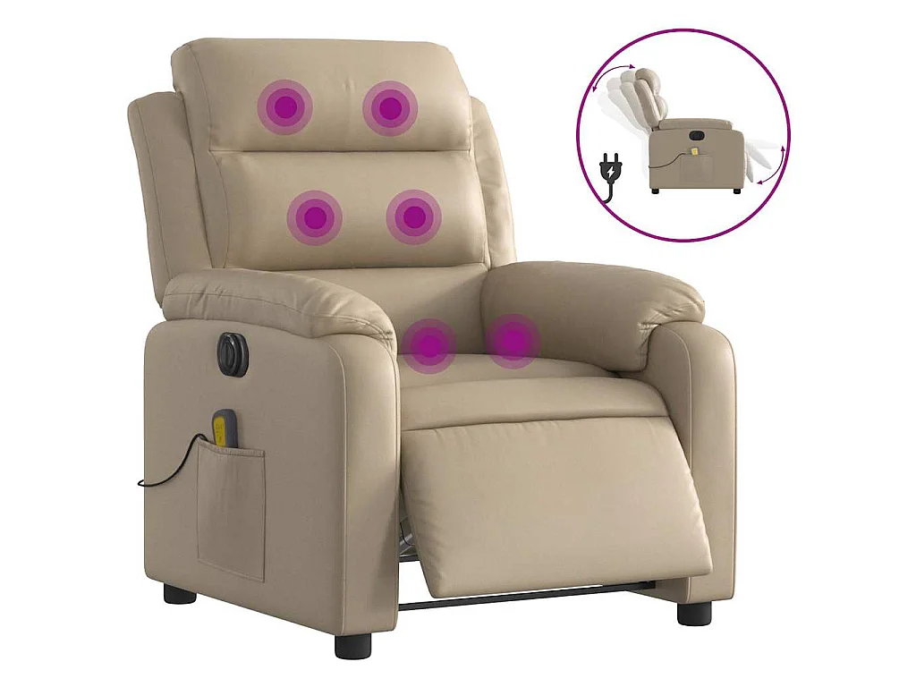 Fauteuil de massage inclinable électrique cappuccino similicuir