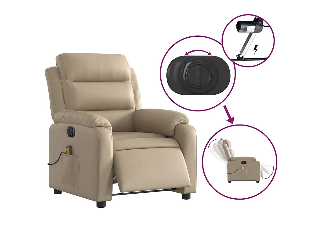 Fauteuil de massage inclinable électrique cappuccino similicuir
