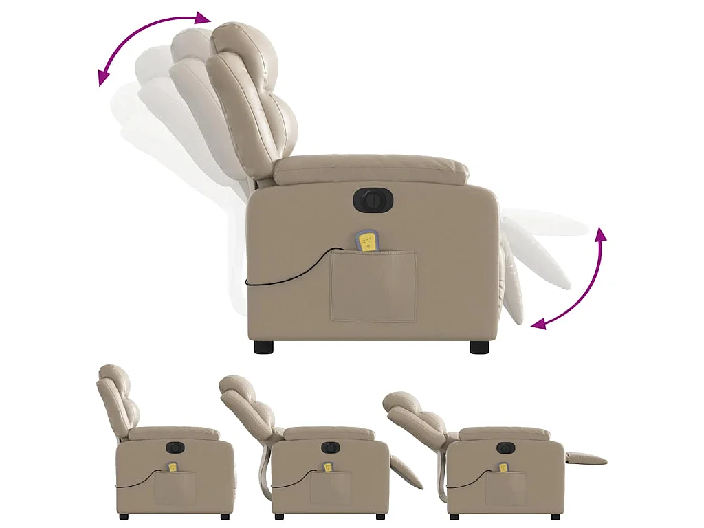 Fauteuil de massage inclinable électrique cappuccino similicuir