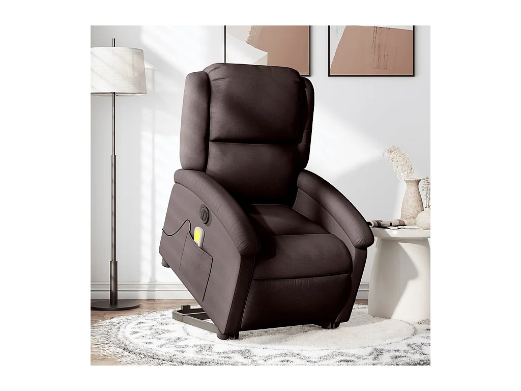 Fauteuil inclinable de massage électrique Marron foncé Tissu