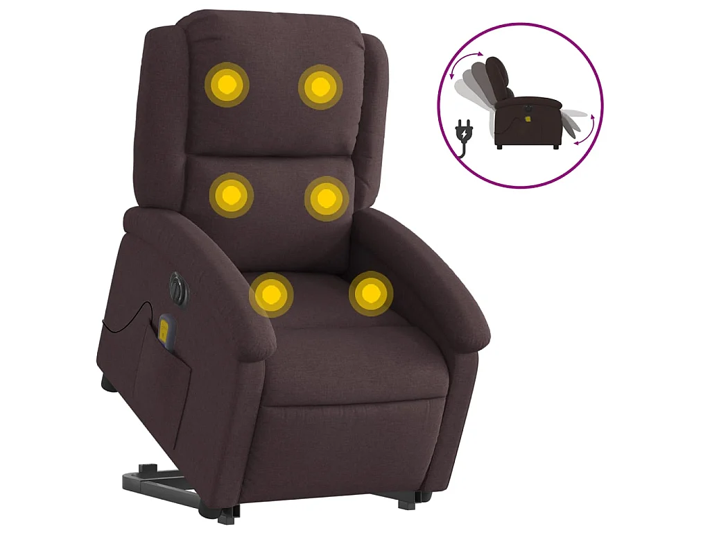 Fauteuil inclinable de massage électrique Marron foncé Tissu