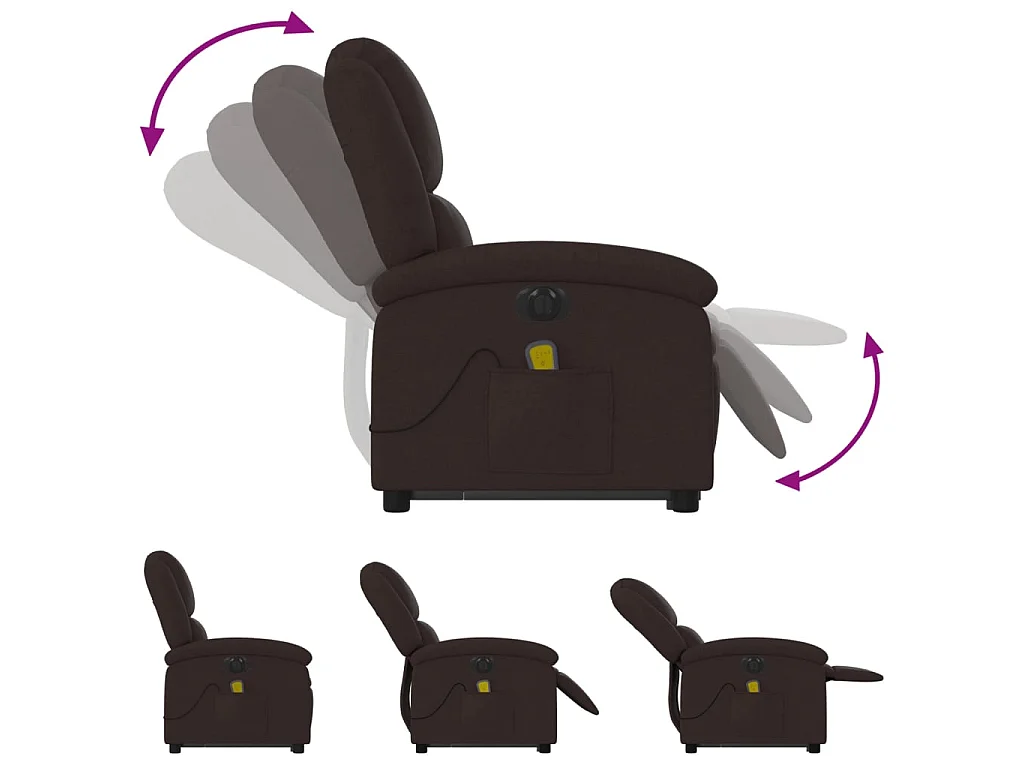 Fauteuil inclinable de massage électrique Marron foncé Tissu