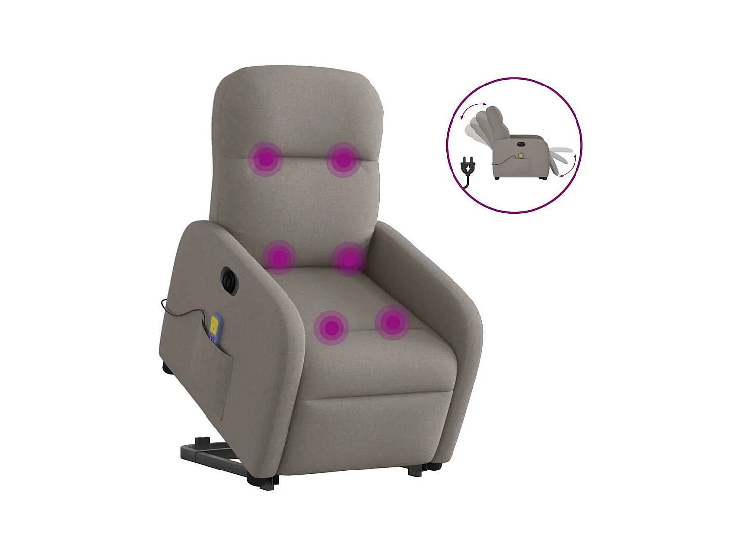 Fauteuil inclinable de massage électrique Taupe Tissu