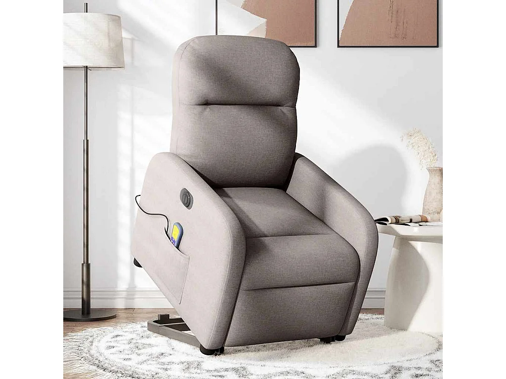 Fauteuil inclinable de massage électrique Taupe Tissu