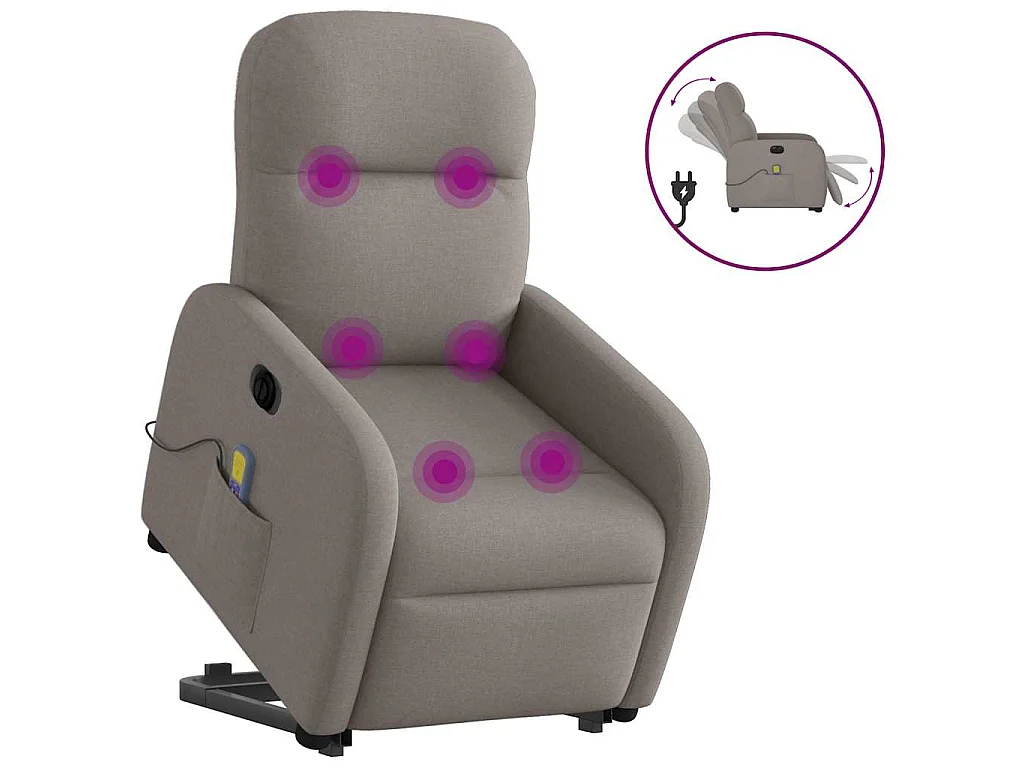 Elektrischer Massagesessel mit Aufstehhilfe Taupe Stoff