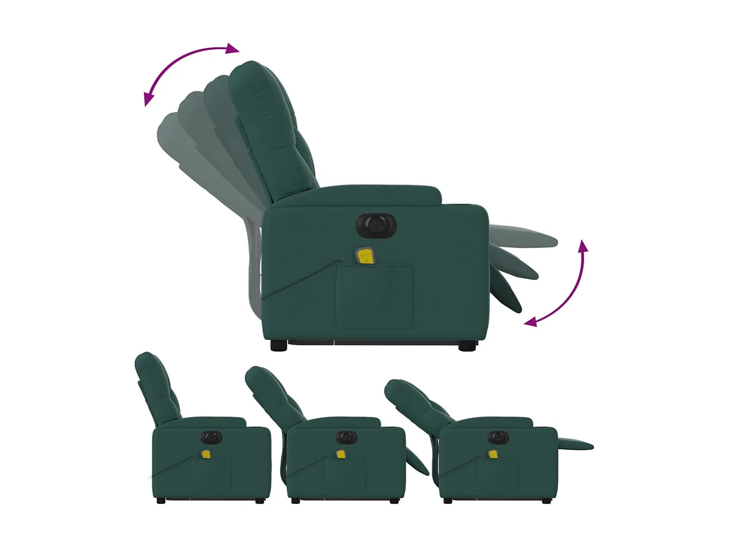 Fauteuil inclinable de massage électrique Vert foncé Tissu