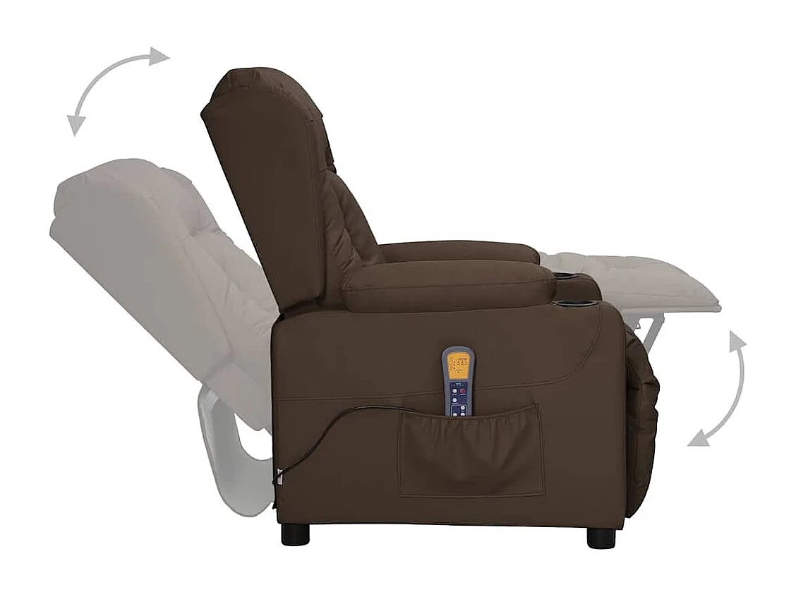 Sillón de masaje elevable cuero sintético marrón