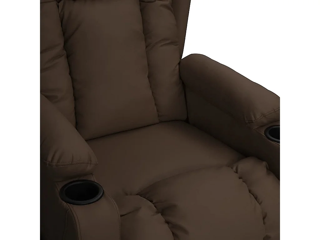 Sillón de masaje elevable cuero sintético marrón