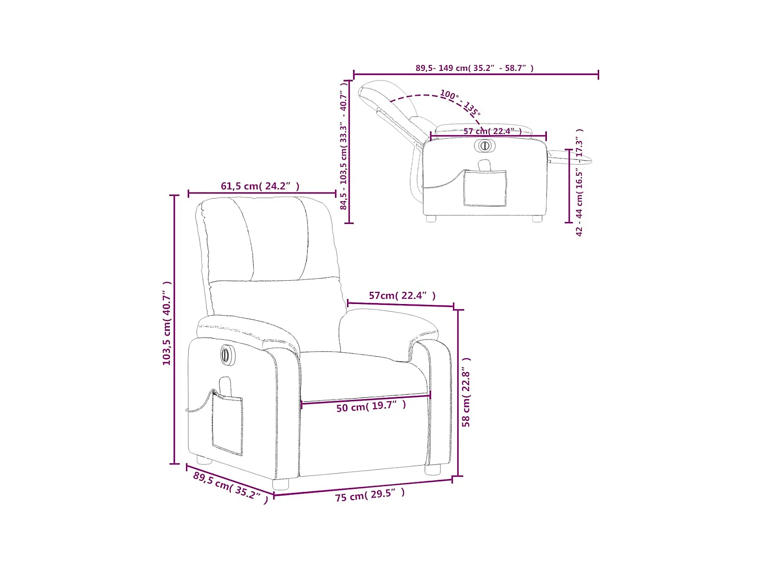 Fauteuil inclinable de massage électrique beige