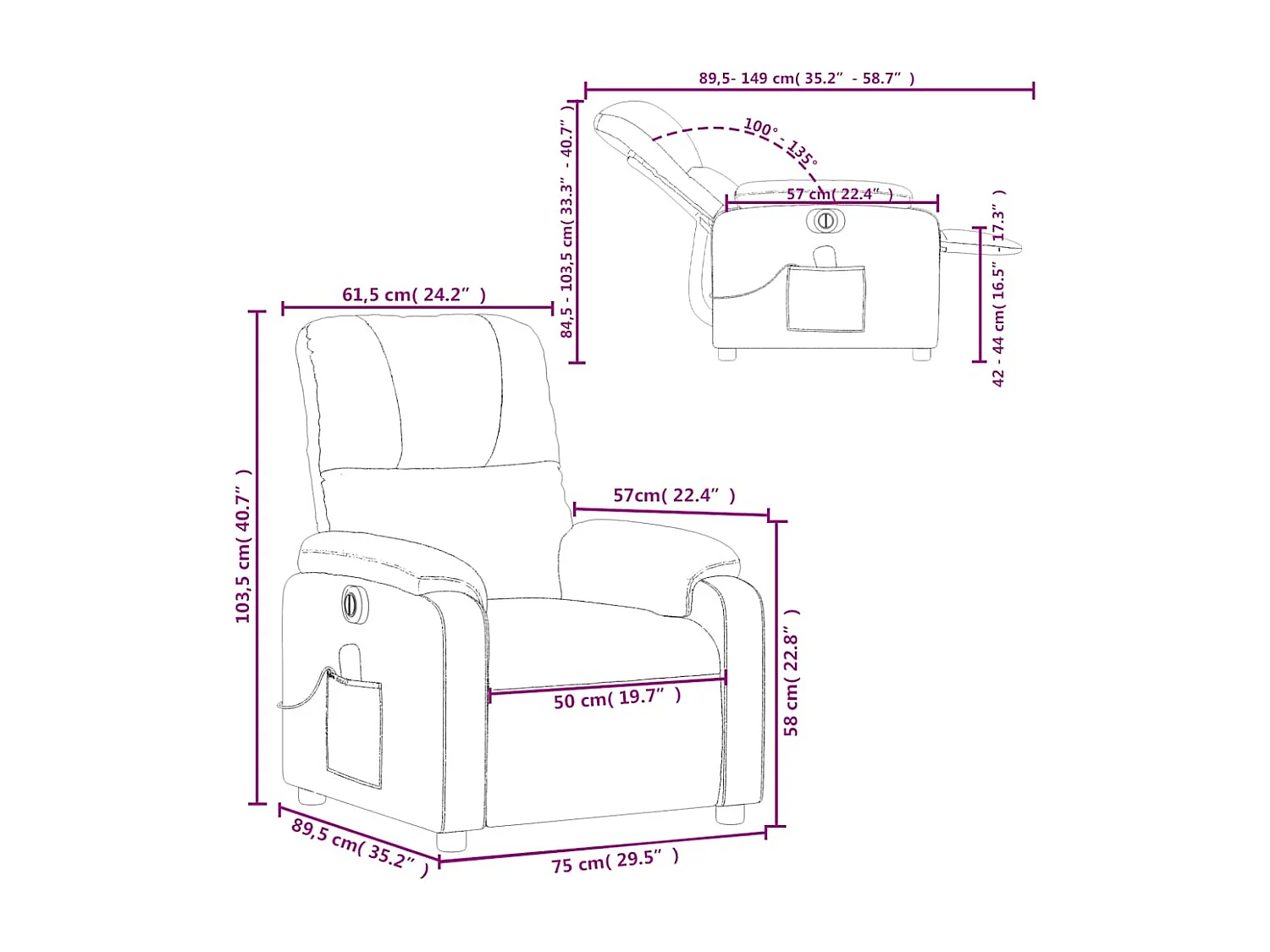 Massagesessel Elektrisch Beige Mikrofasergewebe