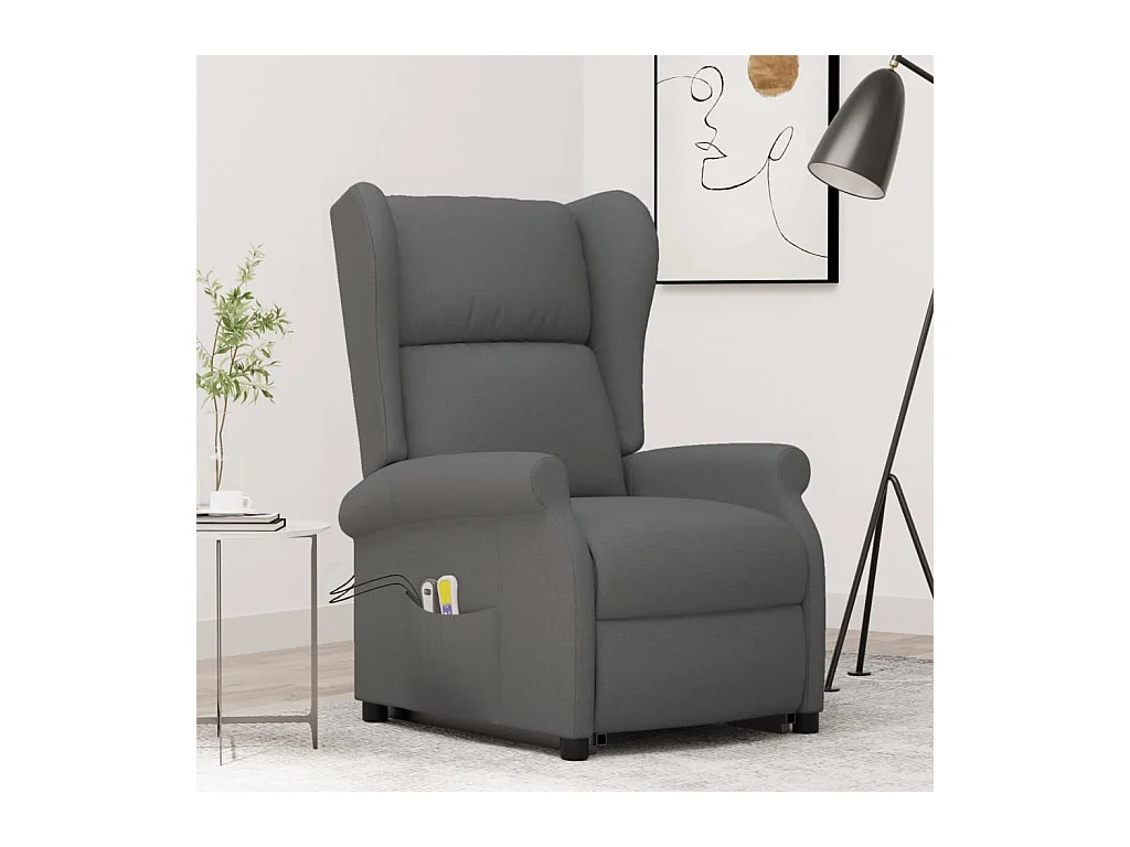 Fauteuil de massage inclinable Gris foncé Tissu