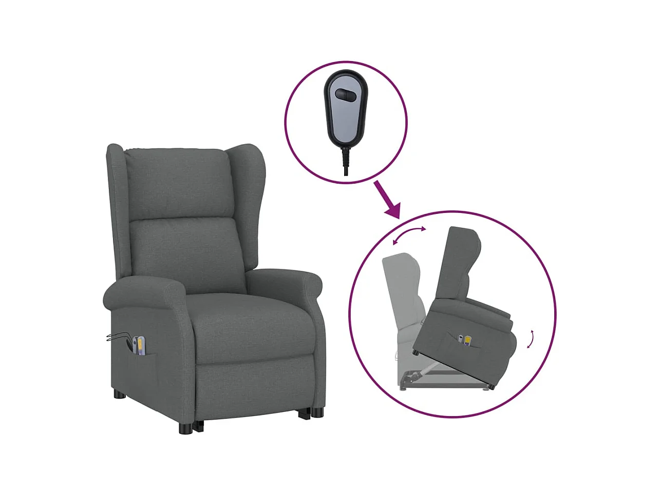 Fauteuil de massage inclinable Gris foncé Tissu