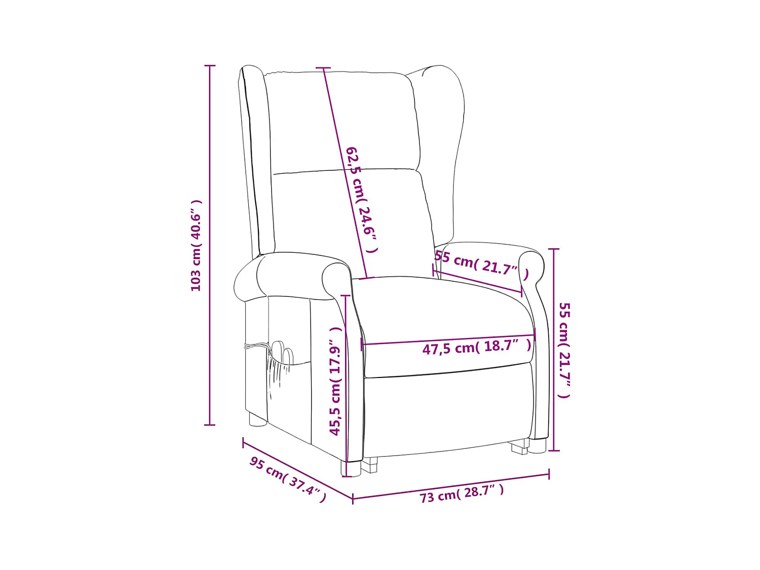 Fauteuil de massage inclinable Gris foncé Tissu