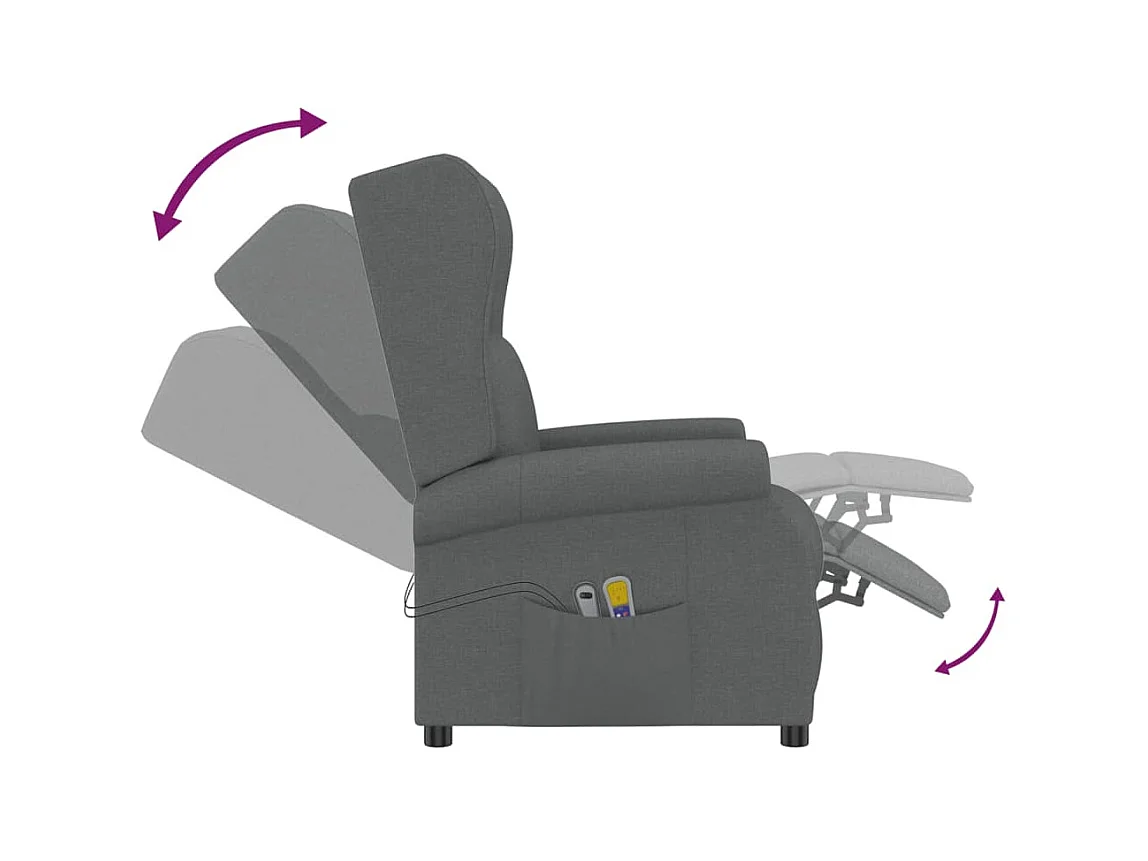 Fauteuil de massage inclinable Gris foncé Tissu