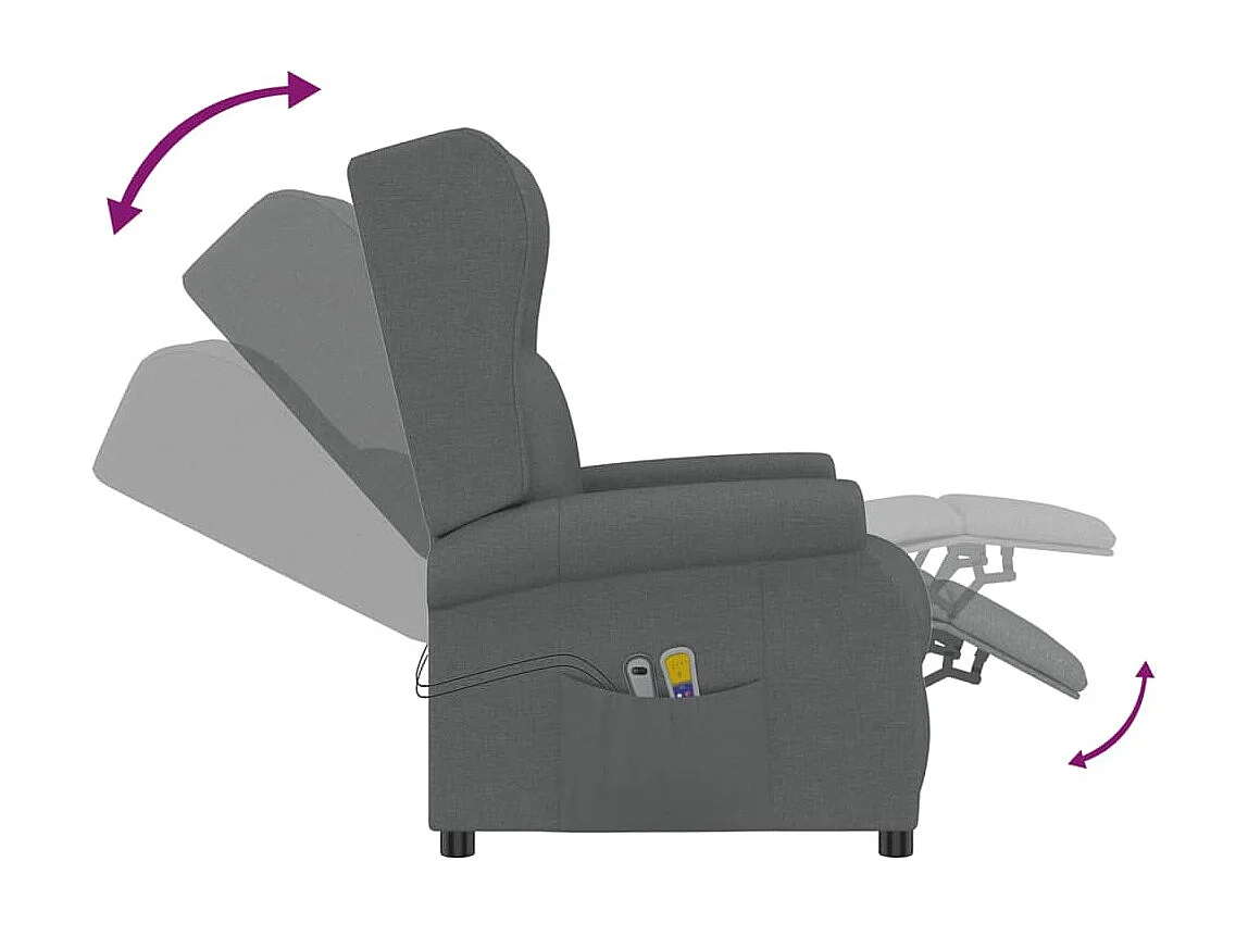 Sillón de masaje elevable tela gris oscuro