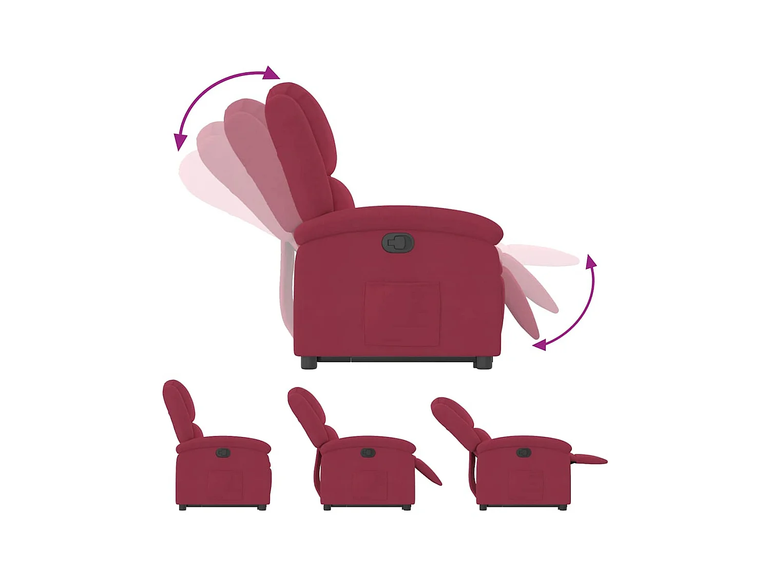 Fauteuil inclinable Rouge bordeaux Velours