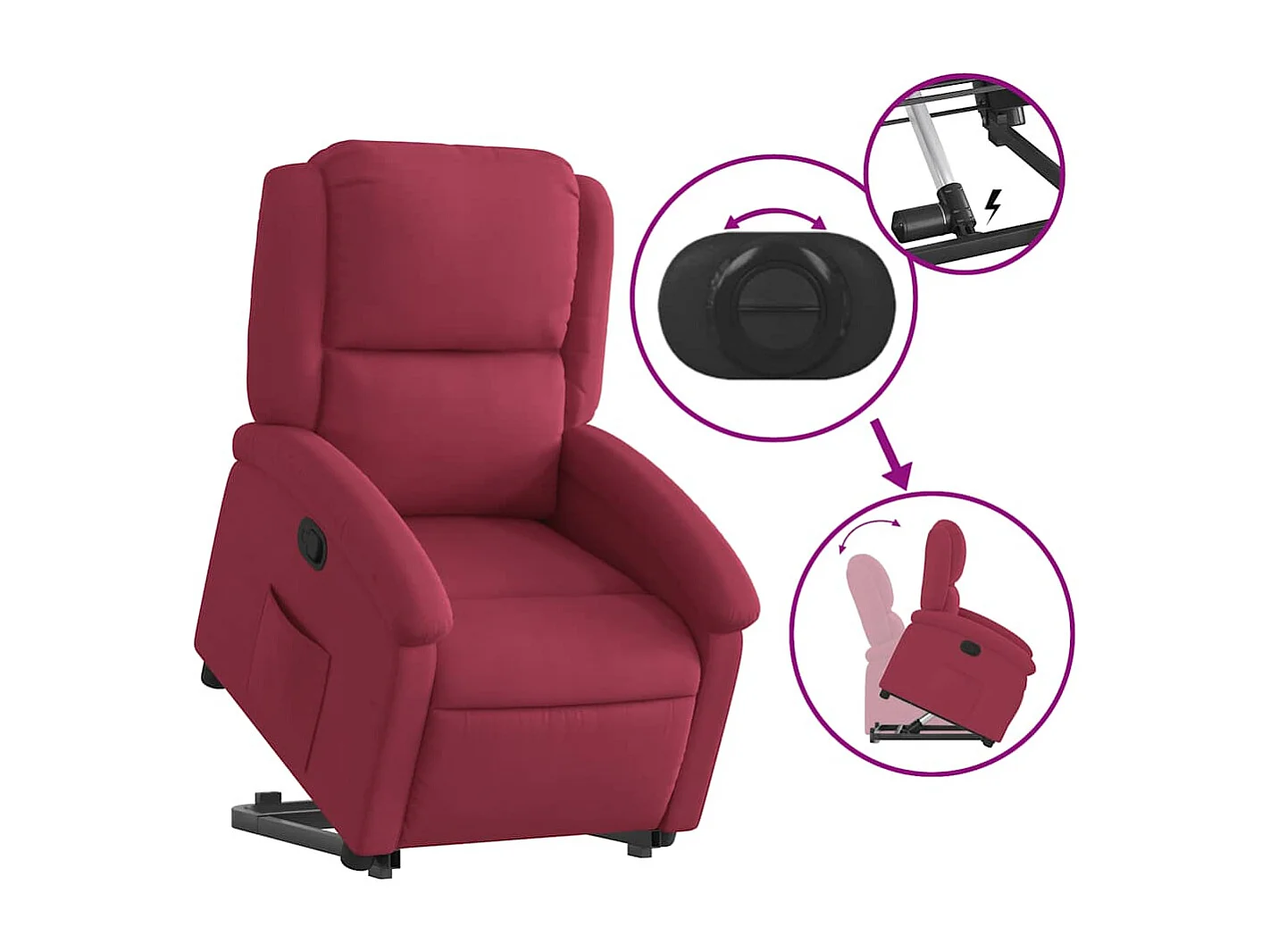 Fauteuil inclinable Rouge bordeaux Velours