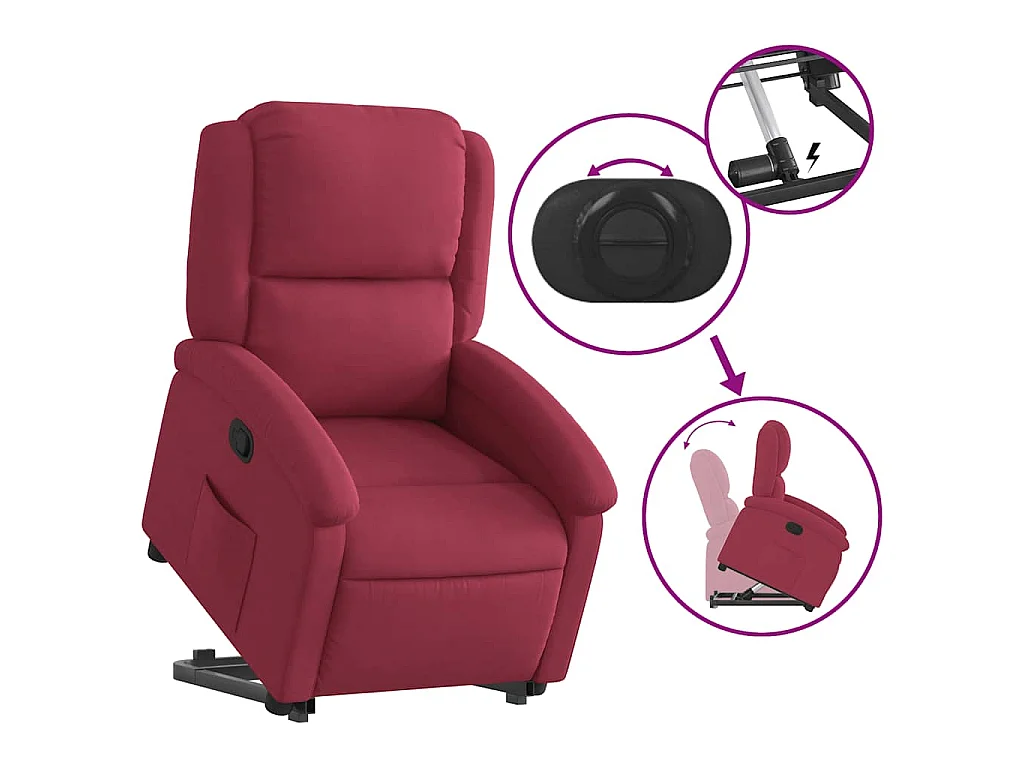 Fauteuil inclinable Rouge bordeaux Velours
