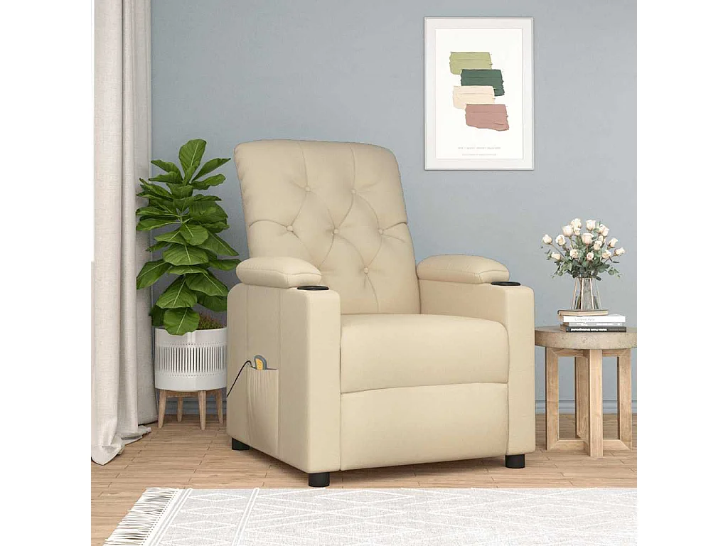 Massagesessel Creme Stoff