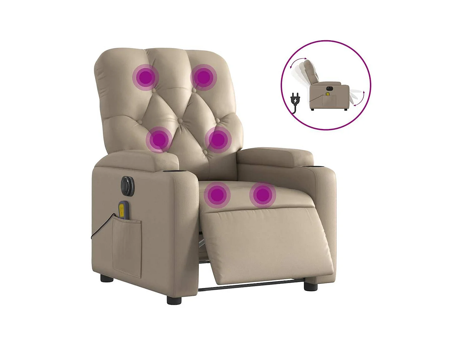 Fauteuil de massage inclinable électrique cappuccino similicuir