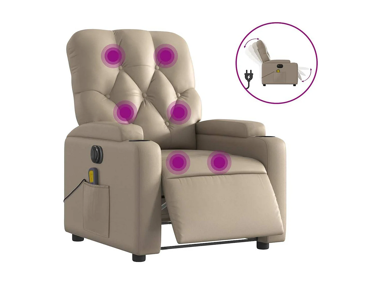 Fauteuil de massage inclinable électrique cappuccino similicuir