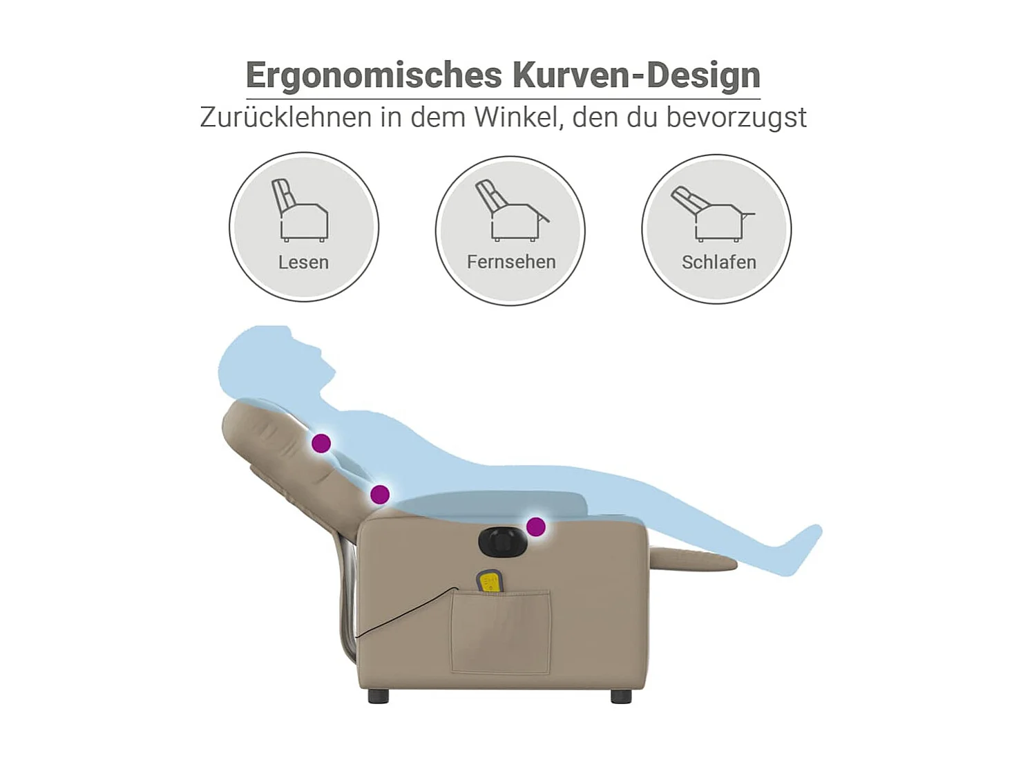 Fauteuil de massage inclinable électrique cappuccino similicuir