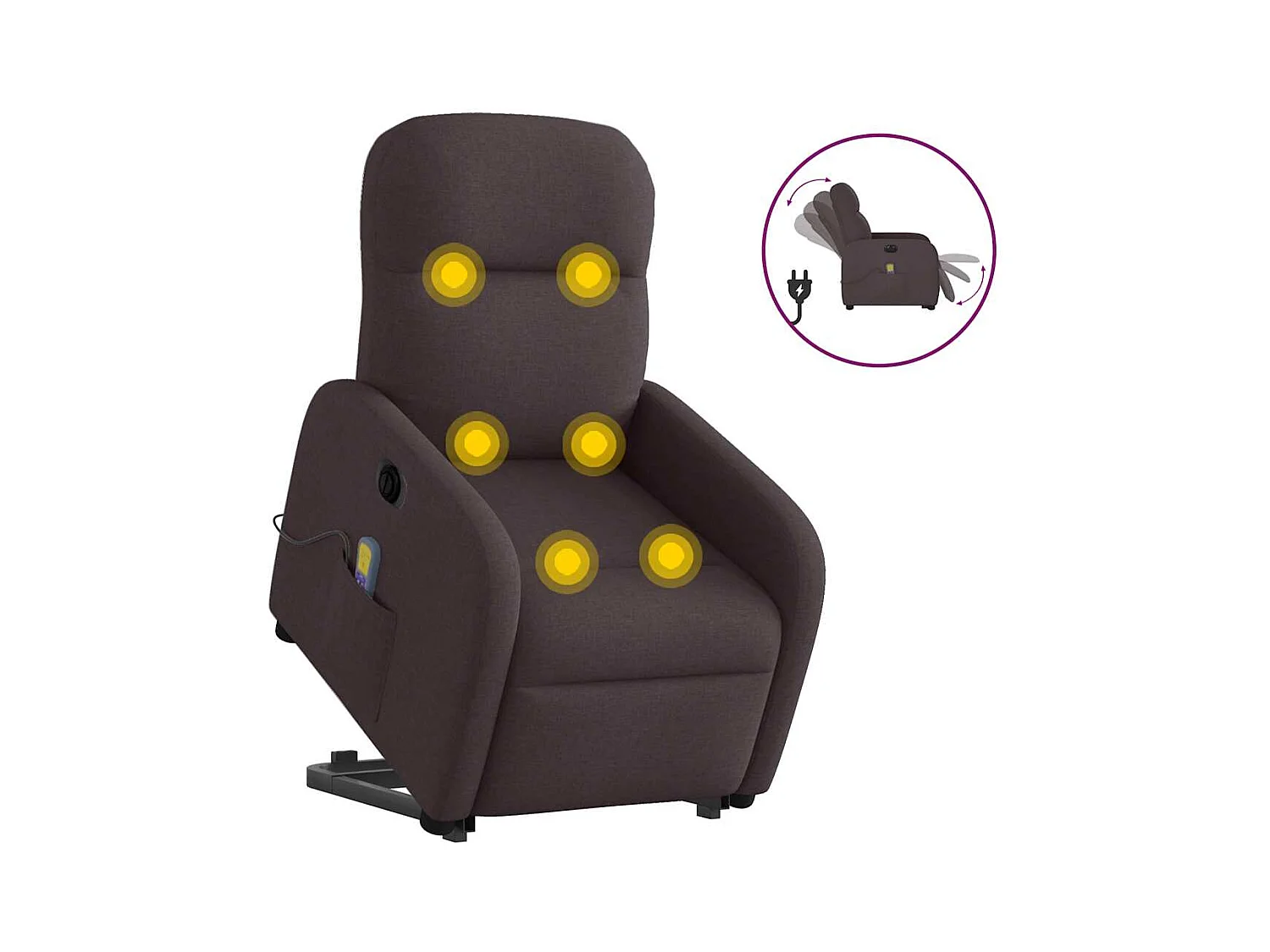 Fauteuil inclinable de massage électrique Marron foncé Tissu
