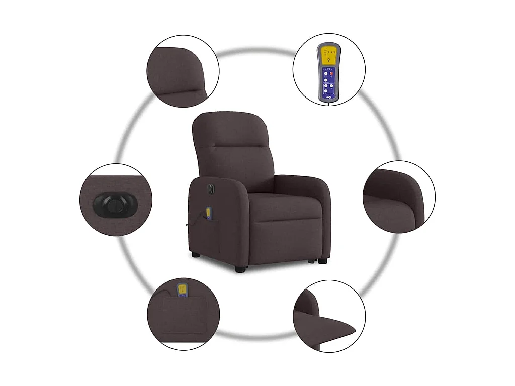 Fauteuil inclinable de massage électrique Marron foncé Tissu