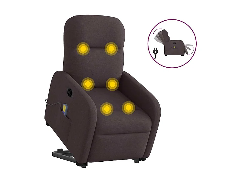 Fauteuil inclinable de massage électrique Marron foncé Tissu
