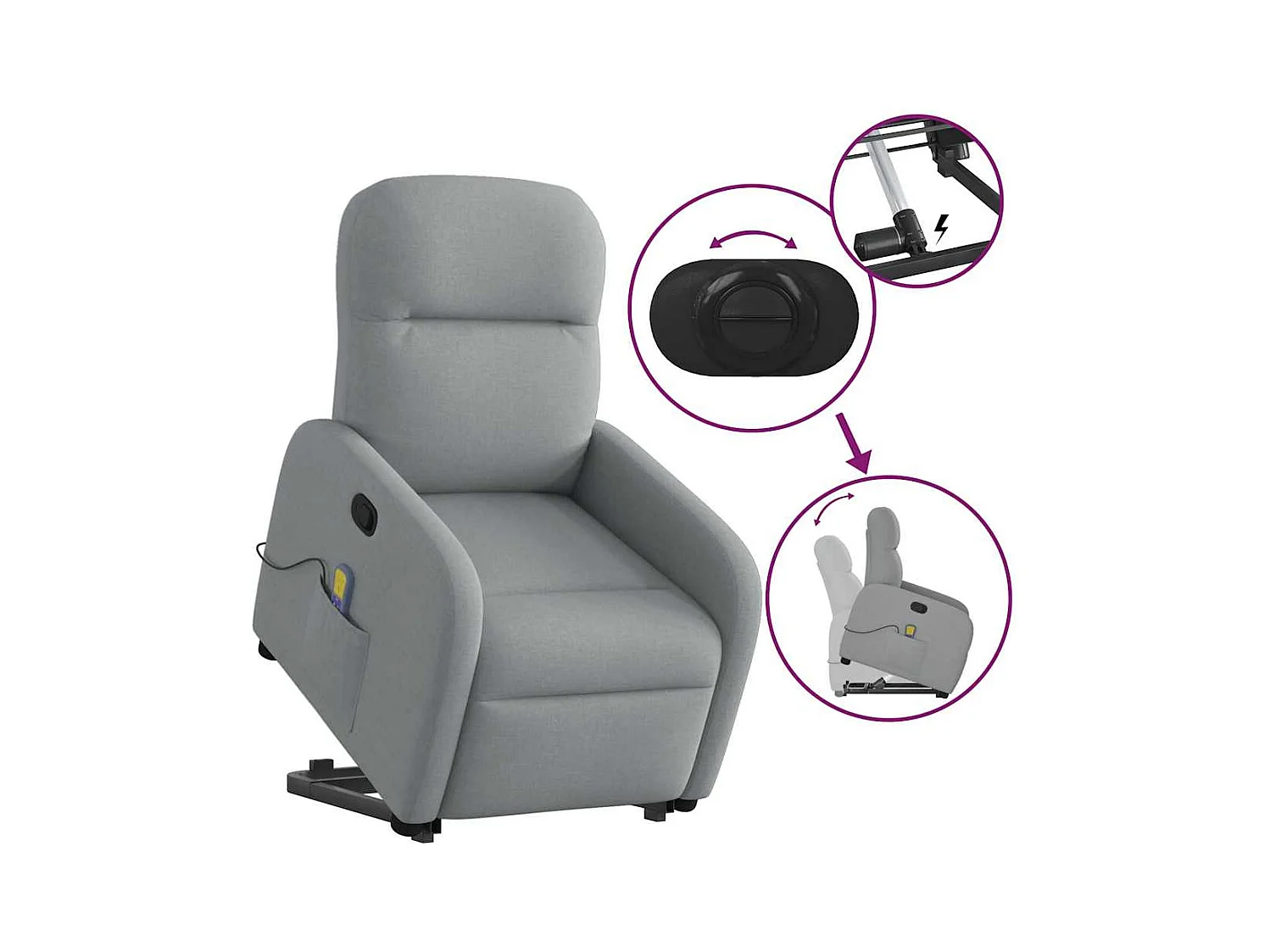 Fauteuil de massage inclinable Gris clair Tissu